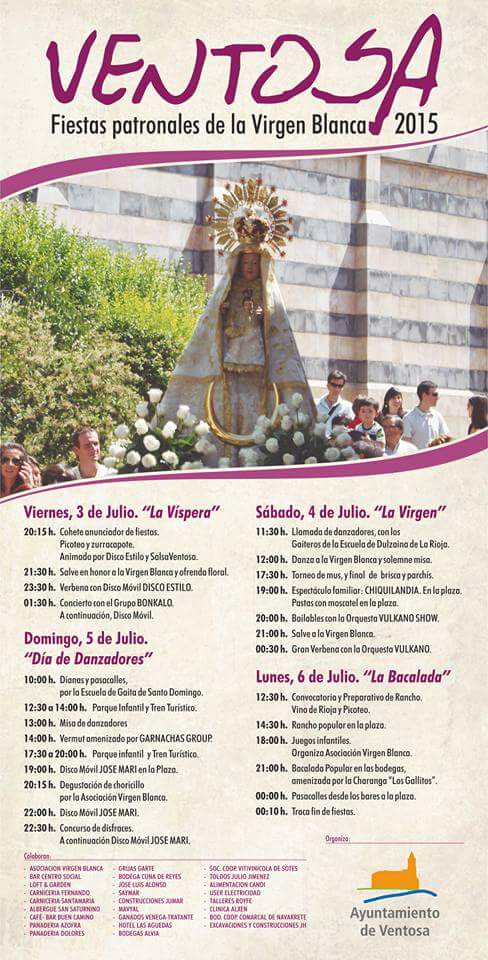 Fiestas patronales en honor a la Virgen Blanca 2015 Ventosa